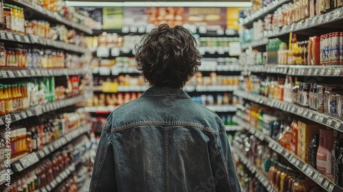 Wallpaper Mural person shopping in grocery store aisle Torontodigital.ca