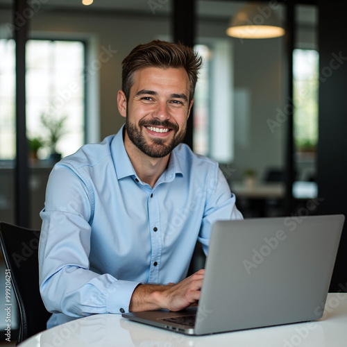 businessman working on laptop computer, corporate man in office, corporate man working 4