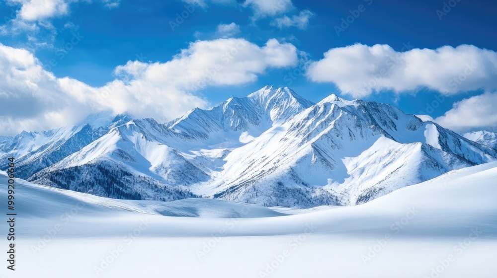 Obraz premium Serene snow covered mountain landscape in spring