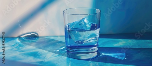 Wallpaper Mural Drinking Water In A Glass With Blue Background Torontodigital.ca