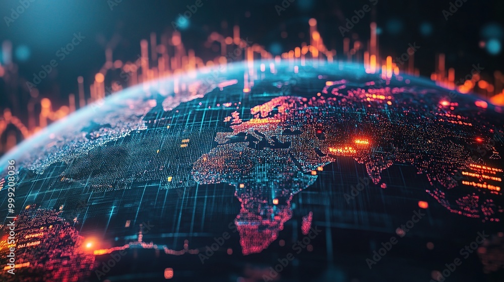 Fototapeta premium Abstract Digital Earth with Data Visualization Elements