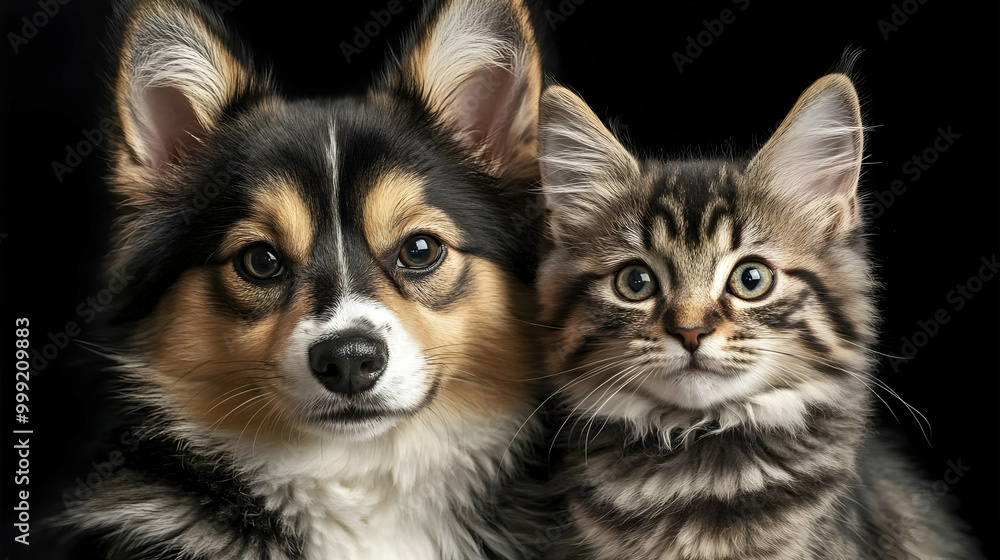 Obraz premium Cute Dog and Cat Best Friends: A Look at Inter-Species Bonds