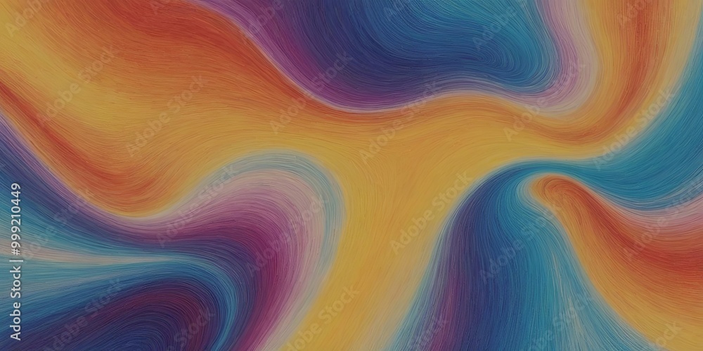 A colorful abstract painting with a yellow and blue swirl A colorful abstract painting with a yellow and blue swirl