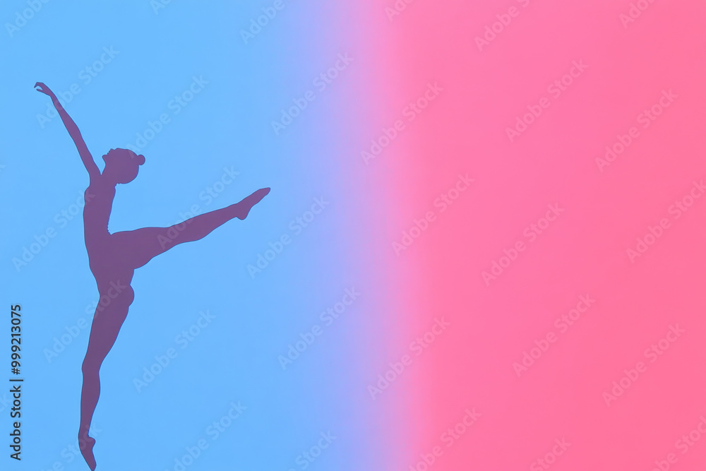 Fototapeta premium A woman is dancing in the air with her legs spread apart