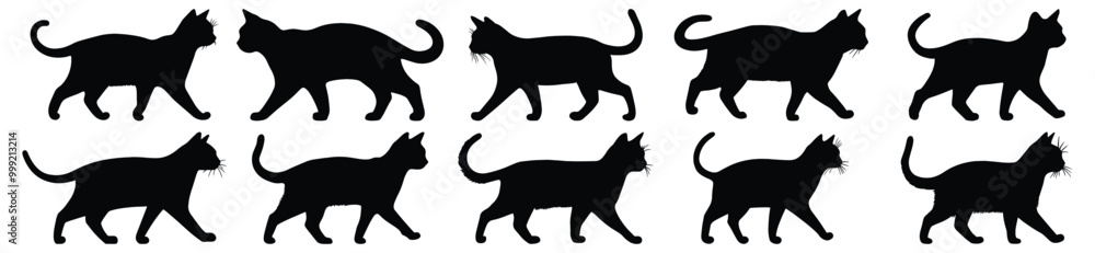 Obraz premium Cat silhouette set vector design big pack of feline illustration and icon