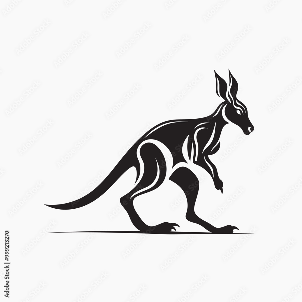 Fototapeta premium rawpixeloffice5_kangaroo_tattoo_flat_illustration_style_logo_ve_798b6c6f-ac6a-484f-b029-aac18acaa5b7-p