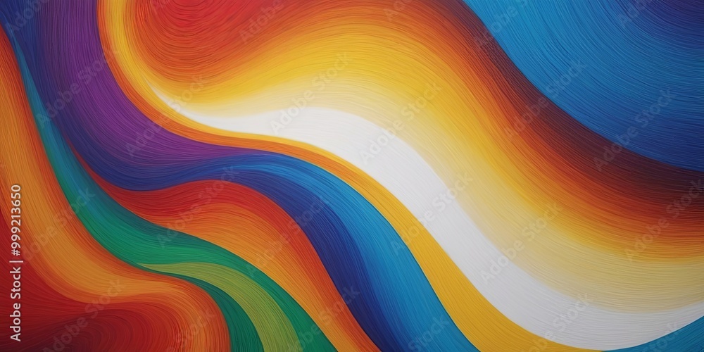 A colorful painting with a rainbow and white stripe A colorful painting with a rainbow and white stripe