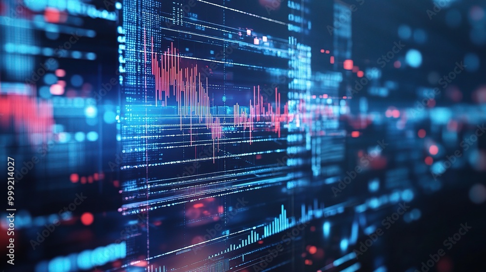 Abstract Data Visualization in Blue and Red Tones Abstract Data Visualization in Blue and Red Tones