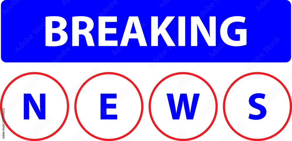 Breaking news header vector illustration. Breaking news label. Breaking news element Breaking news header vector illustration. Breaking news label. Breaking news element