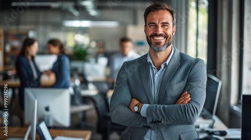 Confident Businessman in Modern Office Setting