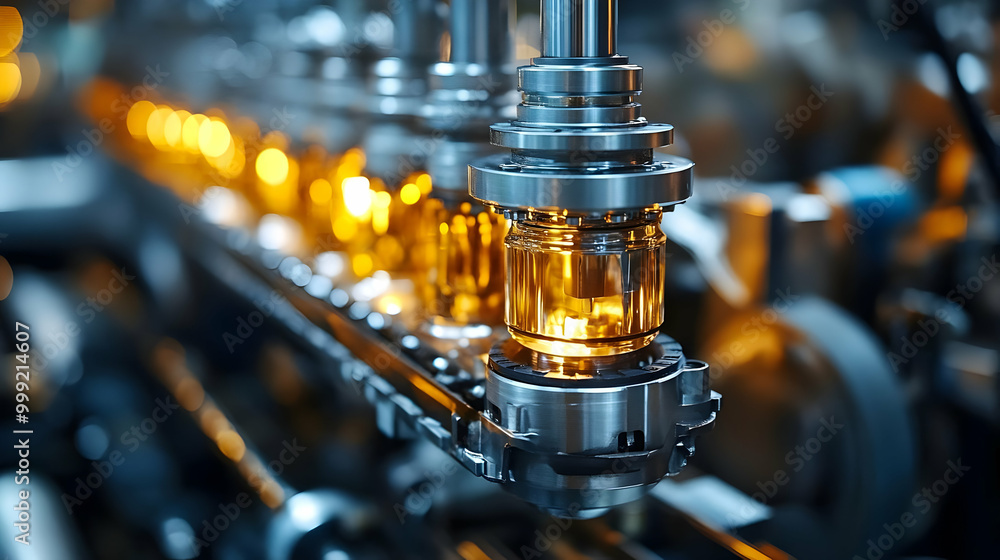 Glass Bottles on Conveyor Belt in Factory - Industrial Manufacturing Automation Process Glass Bottles on Conveyor Belt in Factory - Industrial Manufacturing Automation Process
