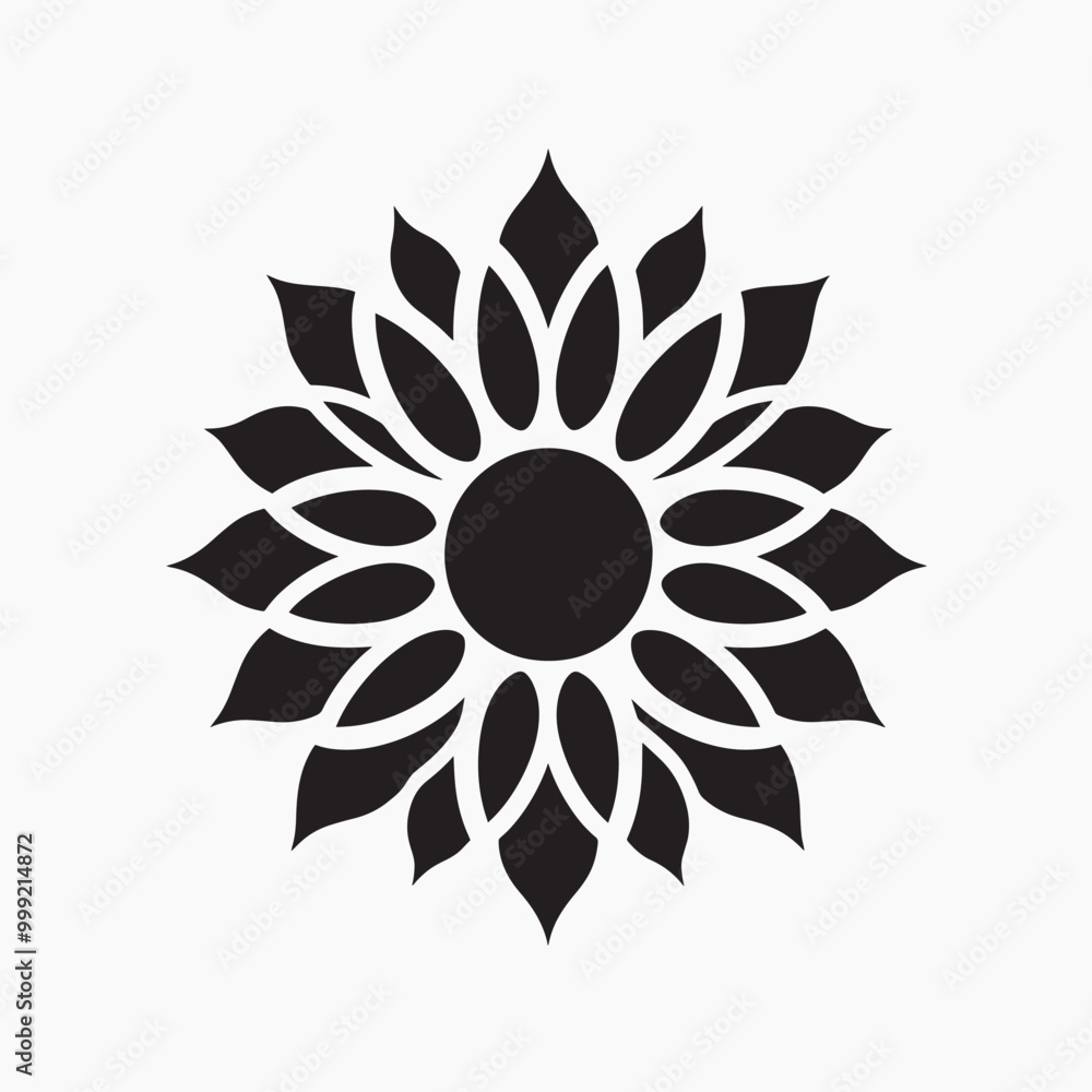 Naklejka premium rawpixeloffice6_a_black_silhouette_sunflower_icon_logo_icon_on__4b877b1f-20ab-4e3e-b2d5-4e4ee419bc97