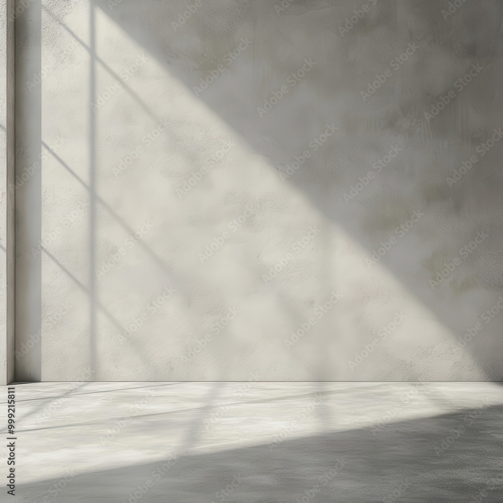 Minimalist White Concrete Wall with Window Light and Shadows - Interior Design Background Minimalist White Concrete Wall with Window Light and Shadows - Interior Design Background