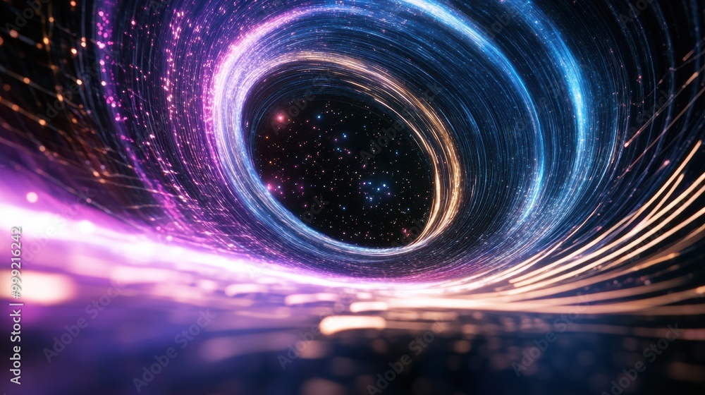 Vibrant Space Tunnel with Stars and Light Effects Vibrant Space Tunnel with Stars and Light Effects