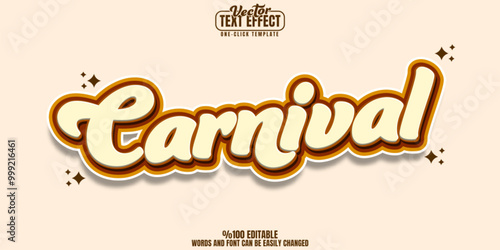Carnival editable text effect, customizable retro and fun 3d font style
