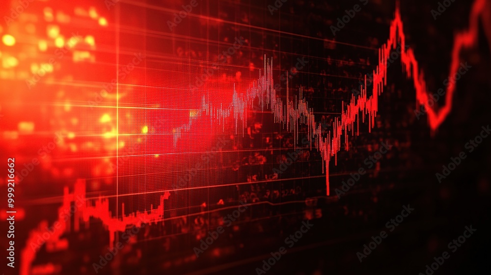 Abstract Red Stock Market Graph Background Abstract Red Stock Market Graph Background