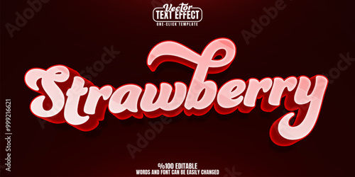 Strawberry editable text effect, customizable fruit and sweet 3d font style