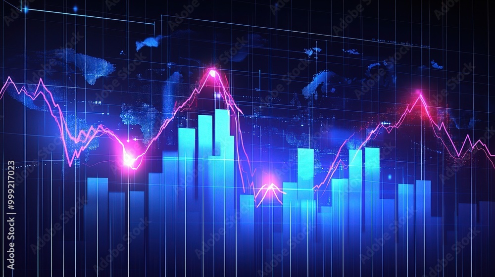 Fototapeta premium Dynamic Financial Growth Graph with Data Visualization
