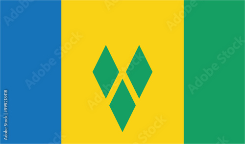 Saint Vincent and the Grenadines official flag vector with standard size and proportion. National flag emblem with accurate size and colors.