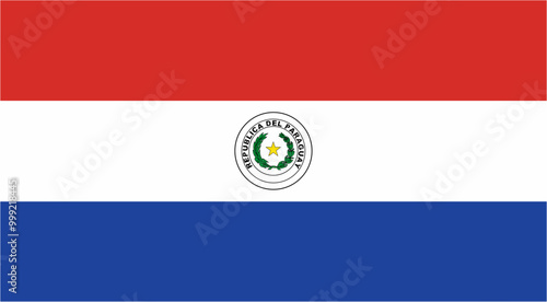 Paraguay official flag vector with standard size and proportion. National flag emblem with accurate size and colors.