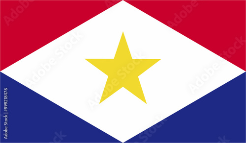 Saba official flag vector with standard size and proportion. National flag emblem with accurate size and colors.