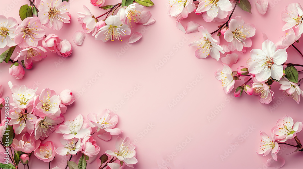 Pink flowers frame for mothers day celebration concept Pink flowers frame for mothers day celebration concept