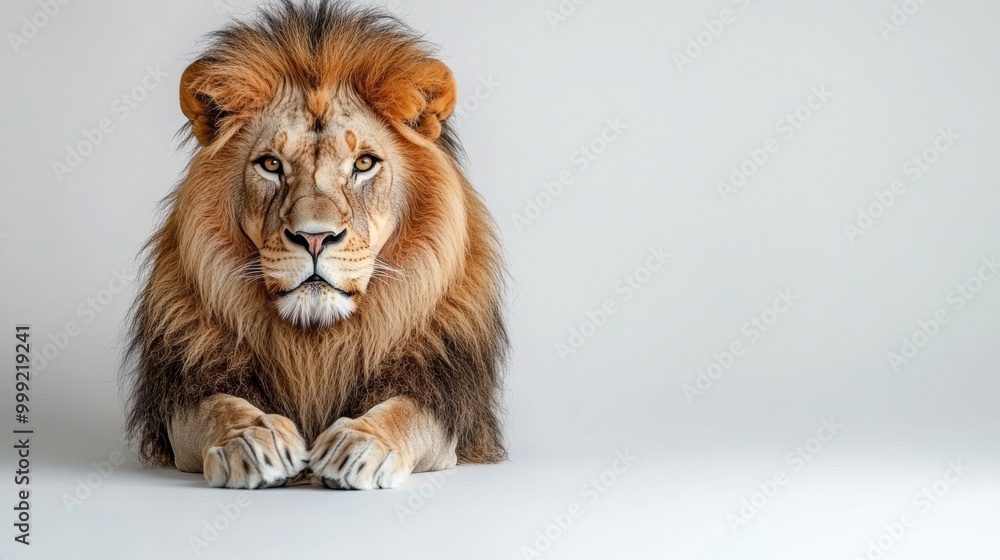A majestic lion on a white background A majestic lion on a white background