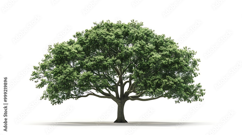 Green oak tree isolated on white background Green oak tree isolated on white background