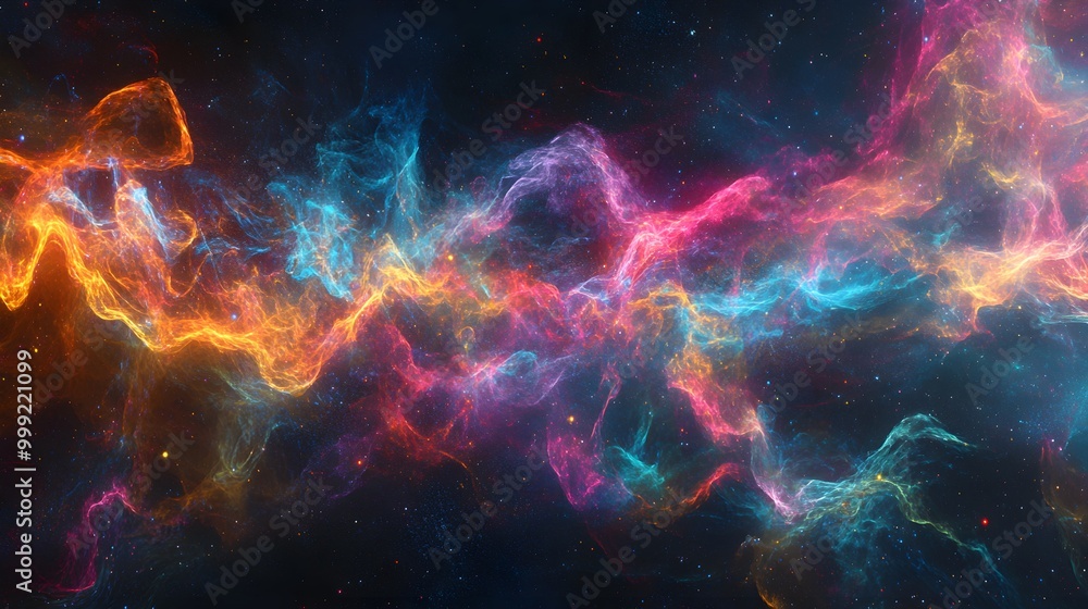 A stunning visualization of quantum entanglement, depicting vibrant particles dancing and intertwining across a dark cosmic backdrop, with colorful trails of light illustrating their connections A stunning visualization of quantum entanglement, depicting vibrant particles dancing and intertwining across a dark cosmic backdrop, with colorful trails of light illustrating their connections