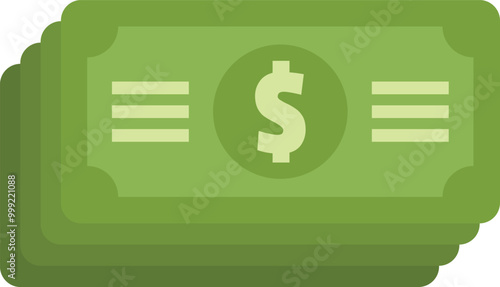 Stack of crisp green banknotes featuring the us dollar symbol, representing wealth, finance, and economic success