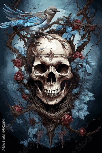Skull and Ravens Embrace