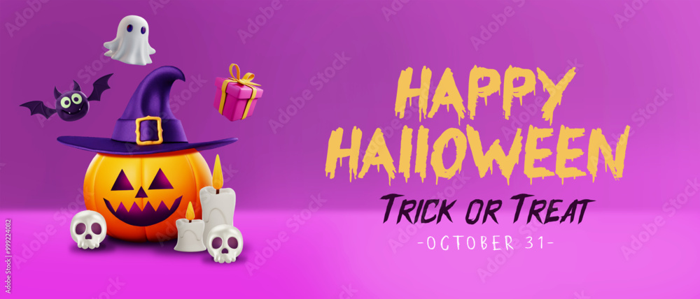 3D Happy Halloween 2024 Background with Melted Text, Pumpkin Jack-O'-Lantern, Witch Hat, Flying Ghost, Bat and Gift Box. 3D Halloween Banner, Background, Template, Sale, Social Media Feed. 3D Happy Halloween 2024 Background with Melted Text, Pumpkin Jack-O'-Lantern, Witch Hat, Flying Ghost, Bat and Gift Box. 3D Halloween Banner, Background, Template, Sale, Social Media Feed.