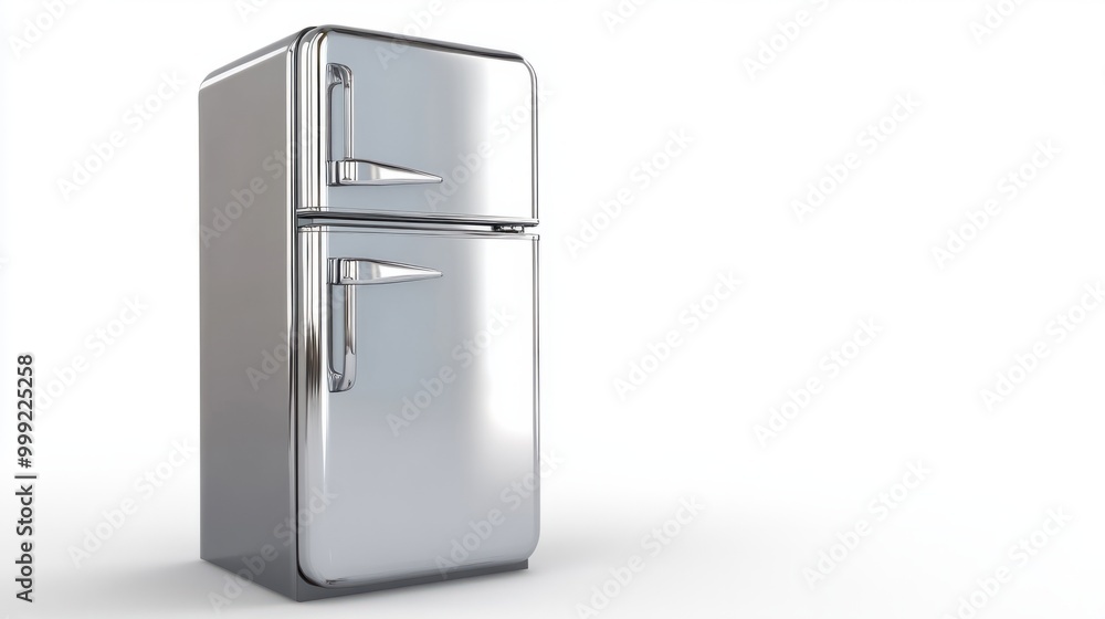 An industrial-style refrigerator with heavy-duty handles, isolated on a white background An industrial-style refrigerator with heavy-duty handles, isolated on a white background