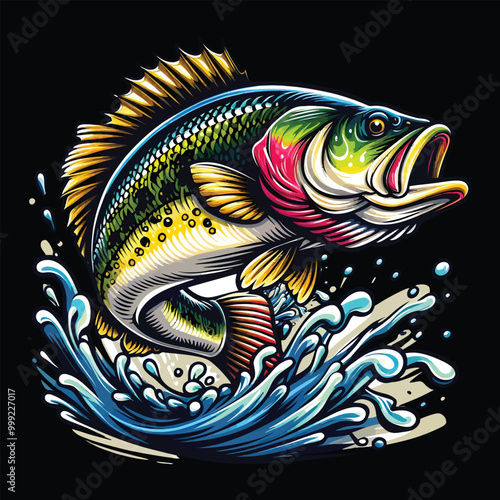 Big bass fish for T-shirt design 