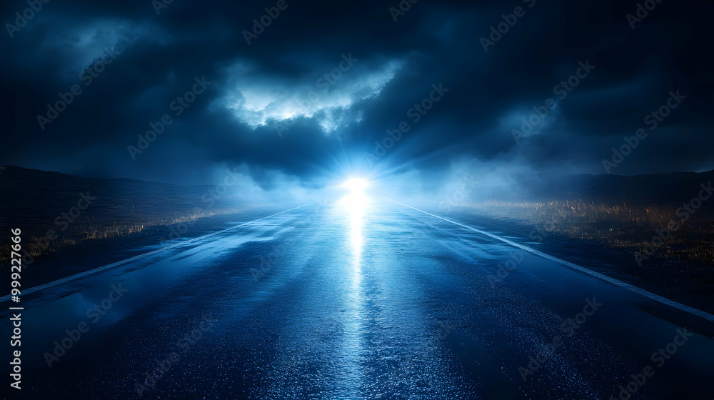 Driving on a Wet Road at Night with Fog Driving on a Wet Road at Night with Fog