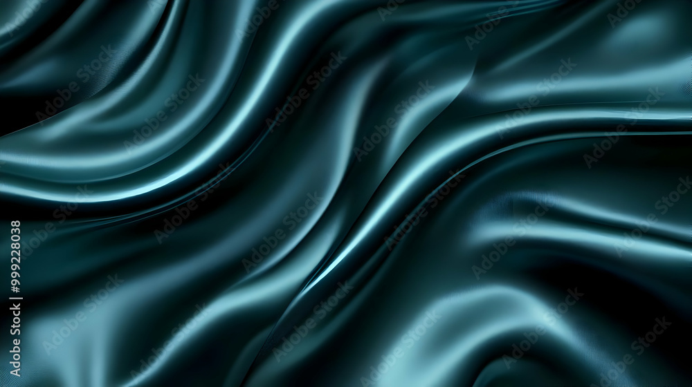 Obraz premium Teal Silk Fabric Draped Smoothly With Elegant Flowing Waves