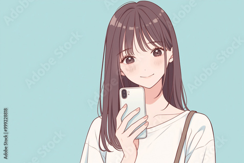 スマートフォンを使う女の子　生成AI
