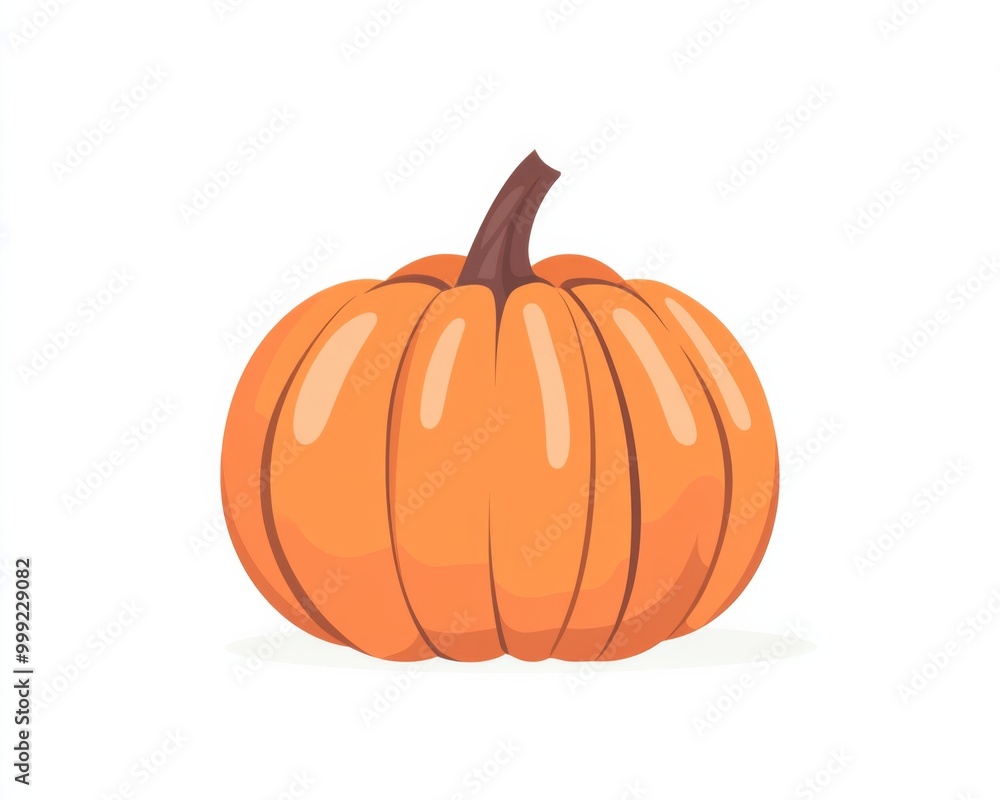 a larger round pumpkin with twisting leaves on white background a larger round pumpkin with twisting leaves on white background