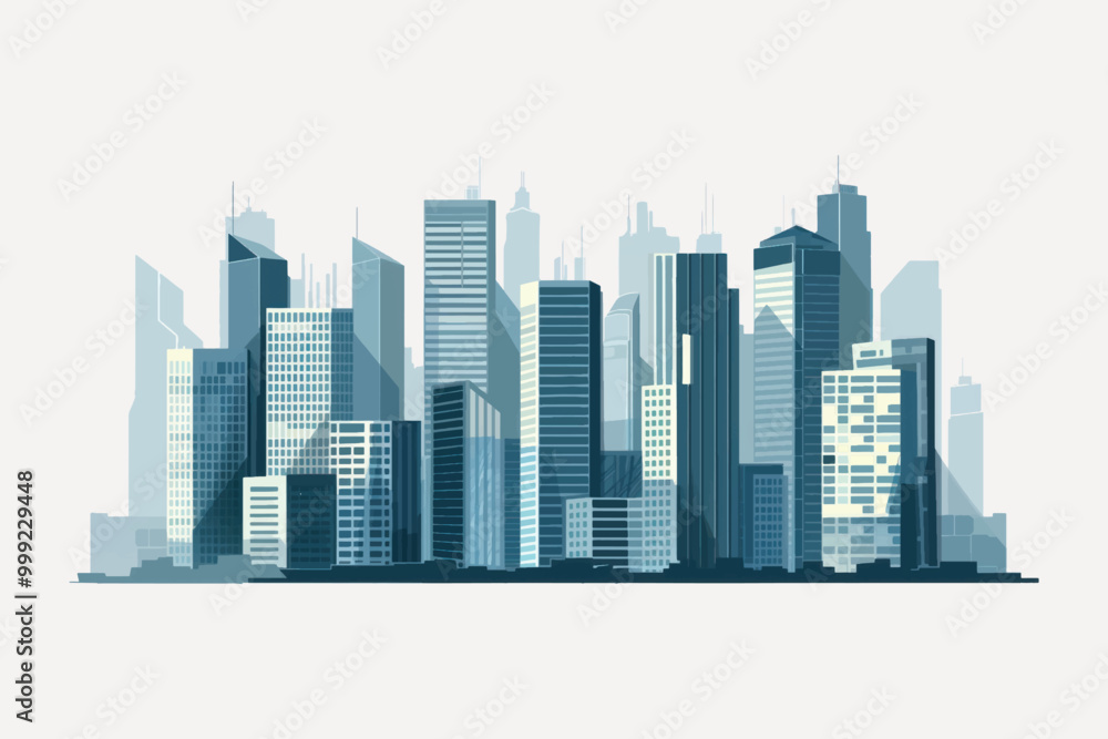 Fototapeta premium Modern urban skyline illustration