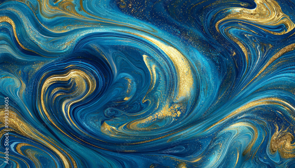 A vibrant abstract swirl of blue and gold, creating a sense of movement and depth, ideal for backgrounds or artistic projects. A vibrant abstract swirl of blue and gold, creating a sense of movement and depth, ideal for backgrounds or artistic projects.
