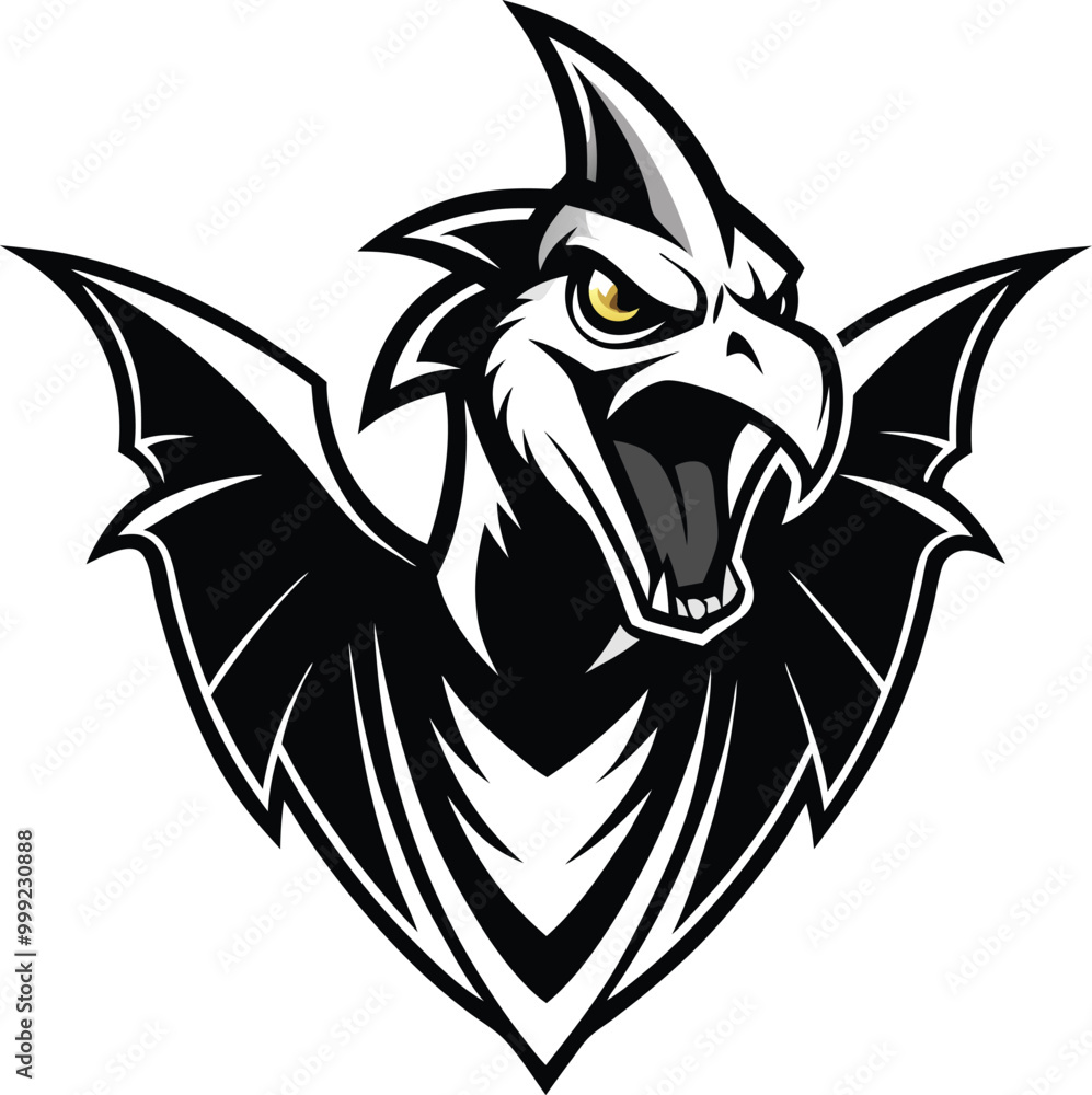 Fototapeta premium Pterodactyl Silhouette Vector Stock Illustration