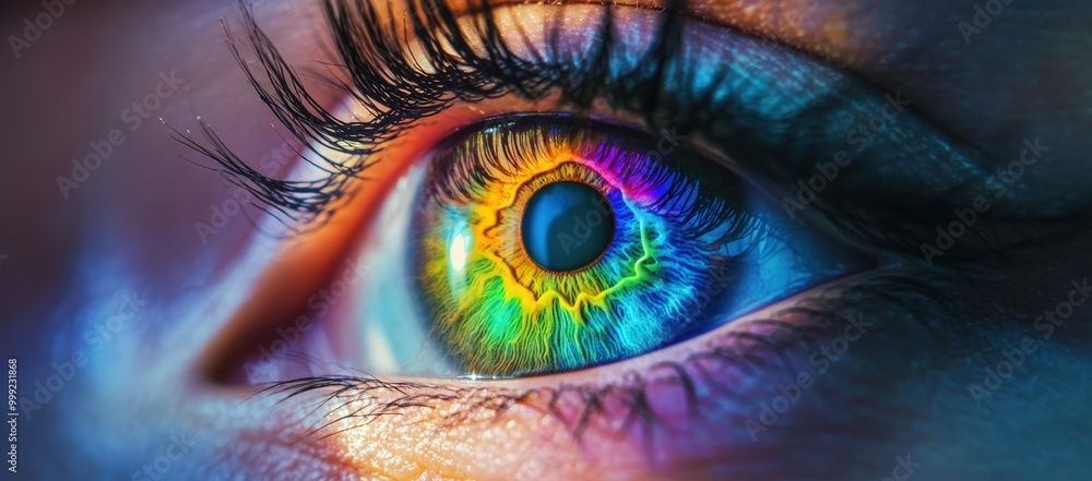 Vibrant and colorful human eye close-up Vibrant and colorful human eye close-up