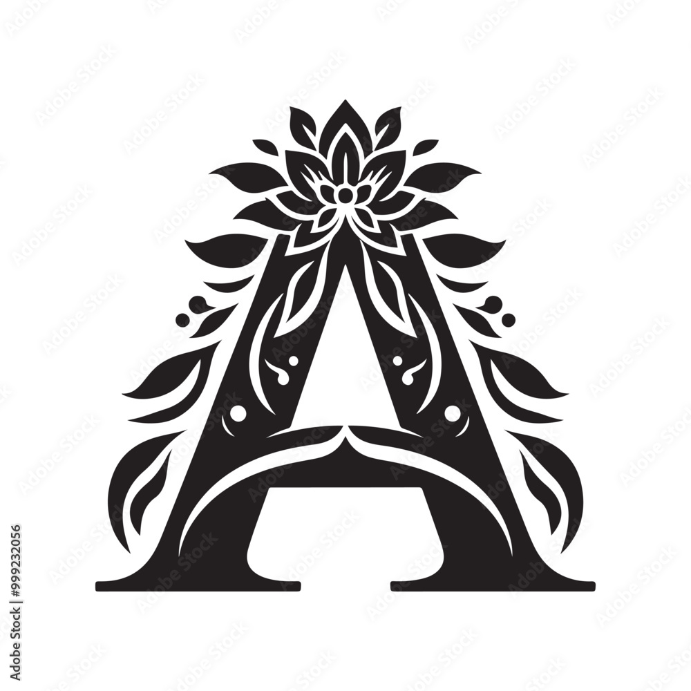 Floral Letter A Logo Template: Creative Minimalist Design with Silhouette and Symbol, Ideal for Elegant Branding, Nature-Driven Projects, and Unique Business Identity Concepts Floral Letter A Logo Template: Creative Minimalist Design with Silhouette and Symbol, Ideal for Elegant Branding, Nature-Driven Projects, and Unique Business Identity Concepts
