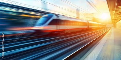 a train speeding by, with blurred motion capturing the energy and power of urban transportation