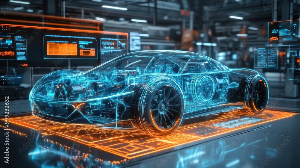 AR automotive manual, holographic engine breakdown, futuristic repair guide, digital interface AR automotive manual, holographic engine breakdown, futuristic repair guide, digital interface