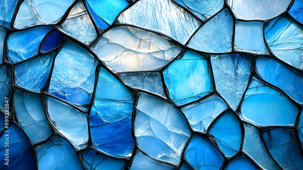 Blue Glass Mosaic, Abstract Pattern, Modern Art Blue Glass Mosaic, Abstract Pattern, Modern Art