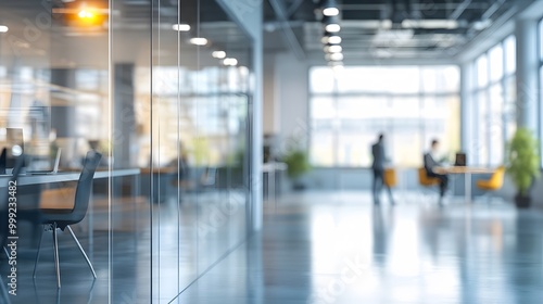 Wallpaper Mural Abstract blurred interior modern office space with business people group working banner background with copy space.  Torontodigital.ca