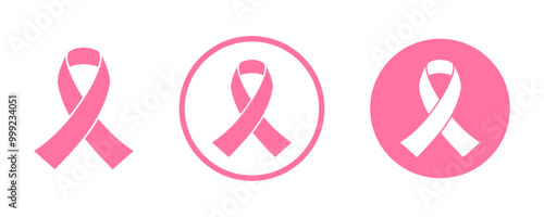 Breast cancer awareness ribbon icon set