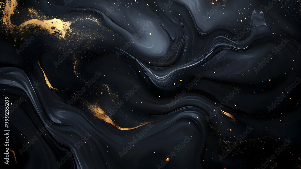 Obraz premium Abstract Black and Gold Swirls: A Mesmerizing Artwork