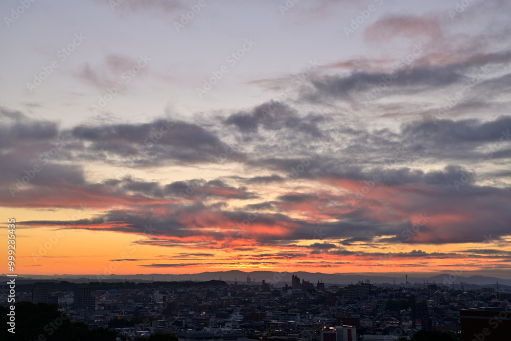 Obraz premium 朝陽に照らされる風景